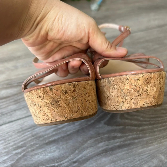 KATE SPADE Talanse Pink Patent Wedge  Platform Sandals - Picture 5 of 14